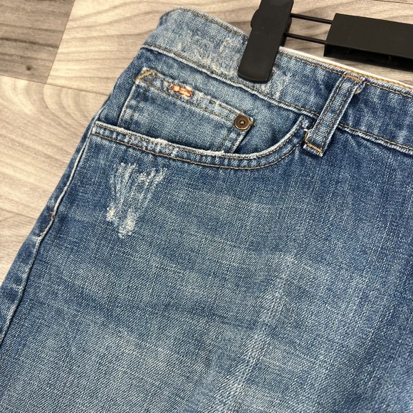 Joe's Jeans Shorts Women 31 Blue Denim 100% Cotton Frayed Hem Embroidered Beachy - Picture 8 of 16